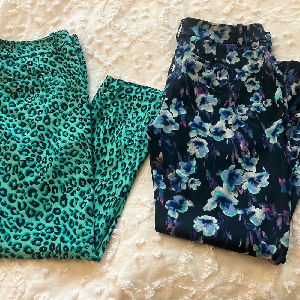 Ann Taylor Green and Blue Patterned pants.
